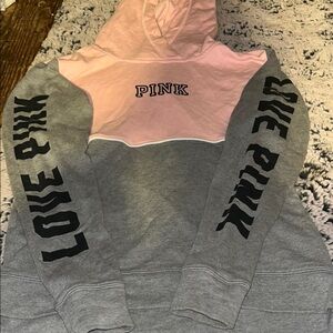 PINK Victoria's Secret Pink and Gray Hoodie